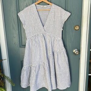 Vineyard Vines Linen Tiered Dress with Pockets